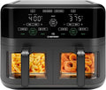 Chefman - Dual Basket Digital Air Fryer w/ Easy View Windows, 2 Independent 3 Qt Baskets - Black