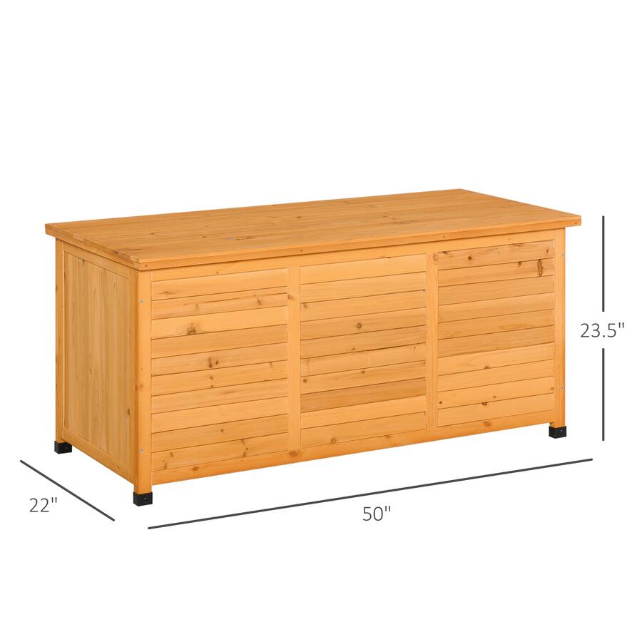 Outsunny - 75 Gallon Wooden Deck Box, Outdoor Storage Container with Aerating Gap & Weather-Fighting Finish