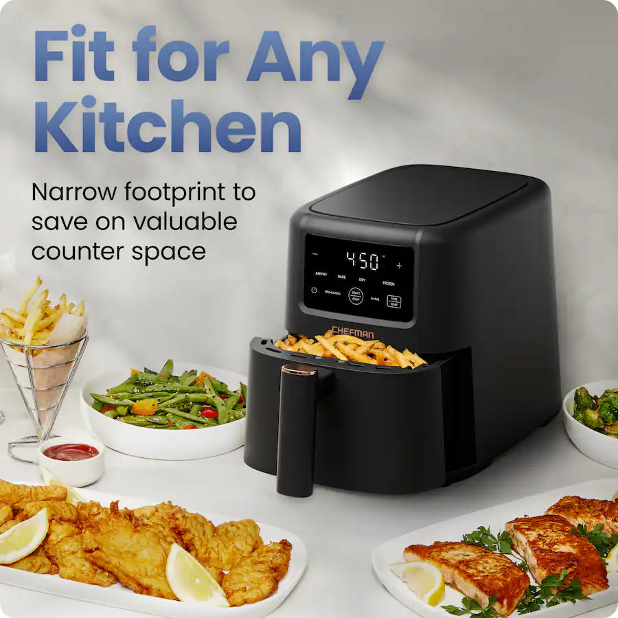 Chefman - TurboFry 3.5 Qt. 4-in-1 Air Fryer, 450°F Max Temp with Nonstick Basket – - Black