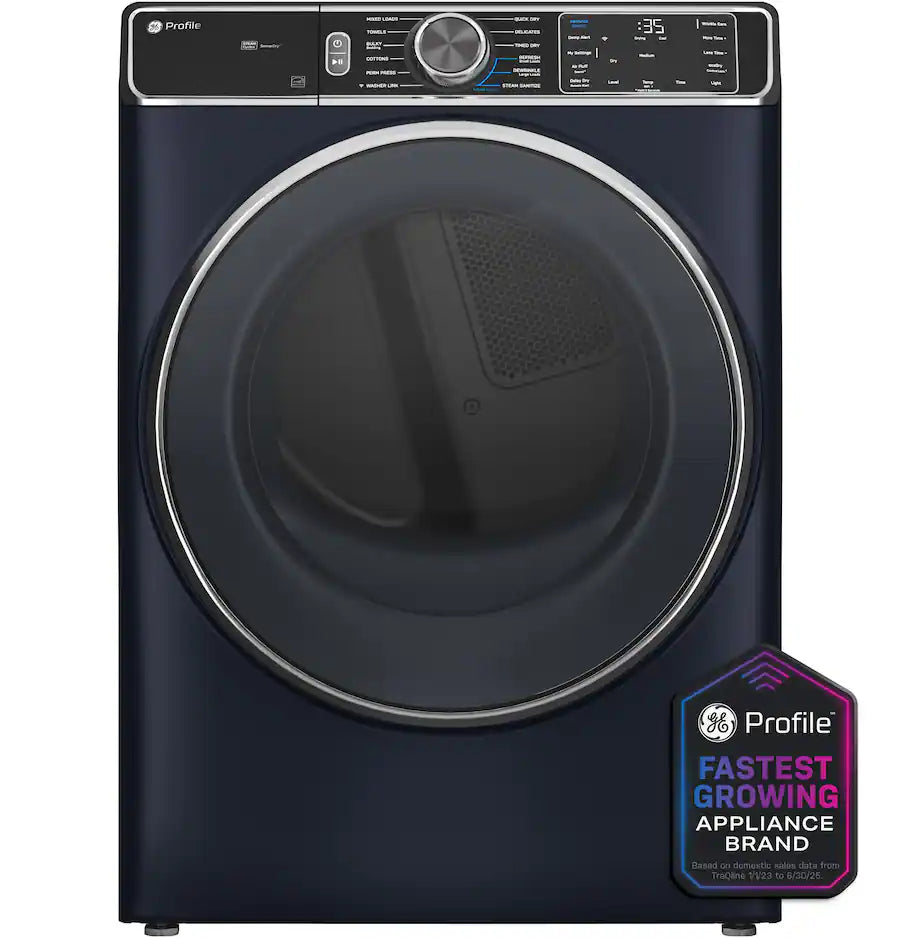GE Profile - 7.8 Cu. Ft. Stackable Smart Electric Dryer with Steam and Sanitize Cycle - Sapphire Blue