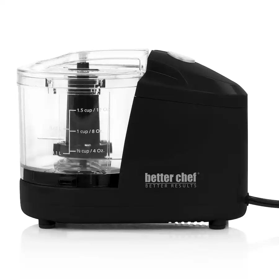 Better Chef - 1.5 Cup Safety Lock Compact Chopper - Black