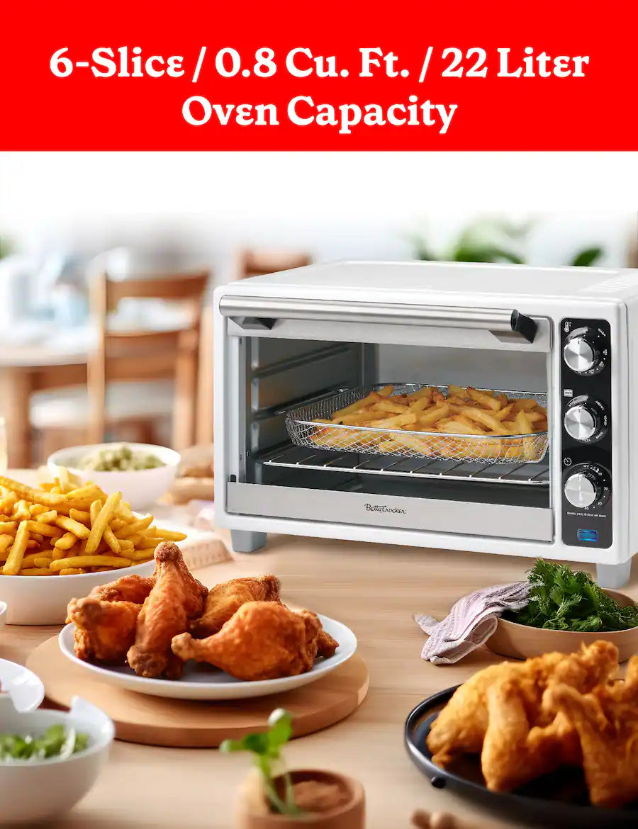 Betty Crocker - Air Fryer Convection Toaster Oven - White