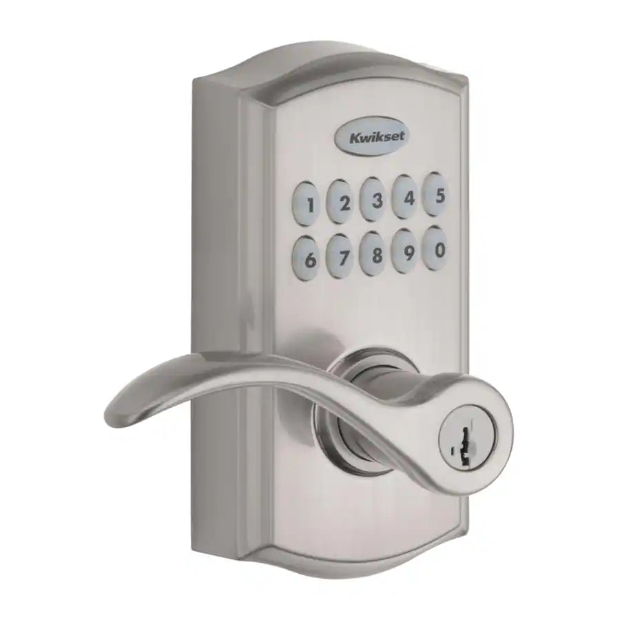 Kwikset - SmartKey Satin Nickel Metal Electronic Touch Pad Entry Lever