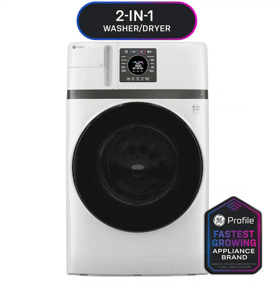 GE Profile - UltraFast 4.6 Cu. Ft. High-Efficiency Smart Front Load Washer and Electric Dryer Combo with Steam and Ventless Heat Pump - White