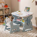 Gymax - Kids Table & Chair Set Height Adjustable Toddler Drawing Table w/ Book Stand - Blue