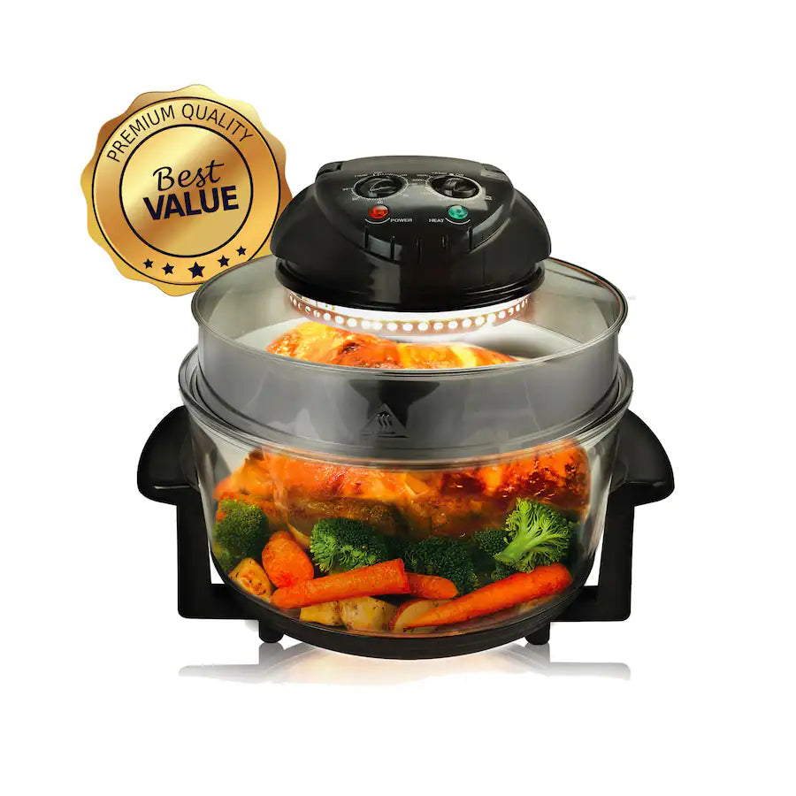 MegaChef - Multipurpose Countertop Halogen Oven Air Fryer/Rotisserie/Roaster - Black