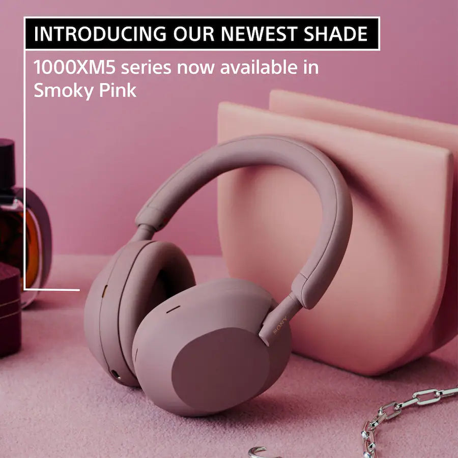 Sony - WH-1000XM5 Wireless Noise Cancelling Over-the-Ear Headphones - Smoky Pink