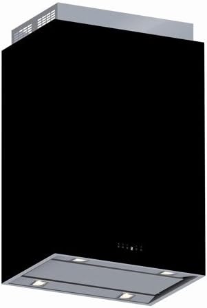 Futuro Futuro Lombardy Black 36 Inch Island-mount Range Hood, Stainless Steel & Black Glass, LED