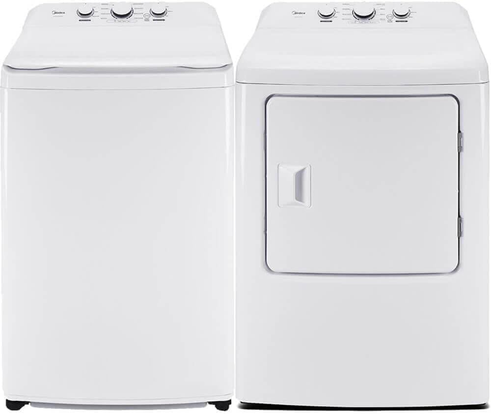Midea White Top Load Washer and Dryer Pair 3.9 Cu Ft High Efficiency Washer and 6.7 Cu Ft