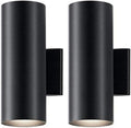 Kichler Cylinders 12" Outdoor Wall Sconce in Black, 2-Light Exterior Wall Light, Cylinder Fixture