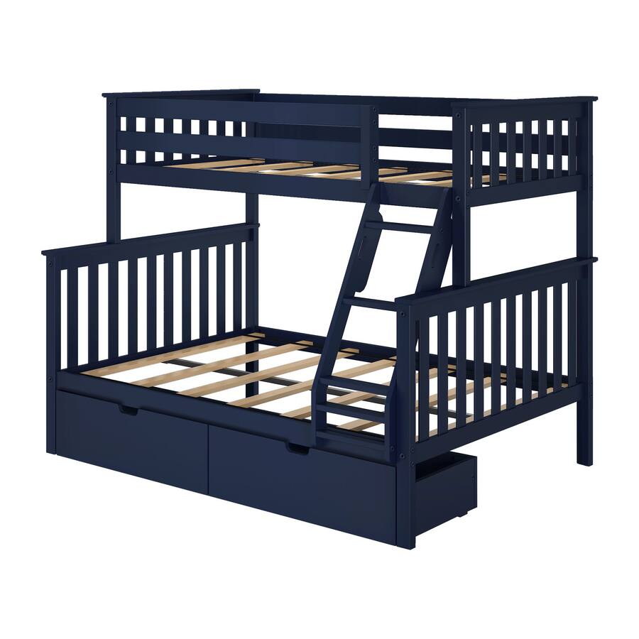 Plank+Beam - Classic Twin over Full Bunk Bed Bed + Underbed Storage, Blue - Blue