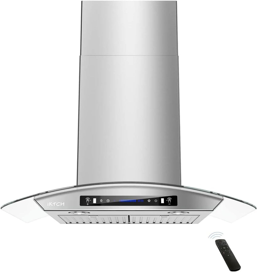 30-inch Wall Mount Range Hood Tempered Glass 900 CFM, Kitchen Chimney Vent Stainless Steel with Gesture Sensing & Touch Control