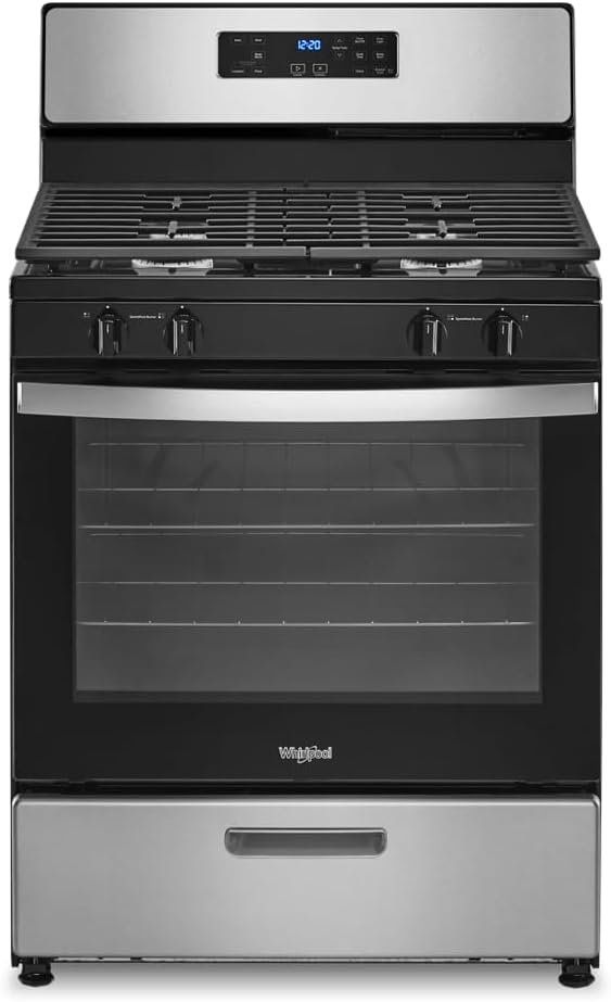 Whirlpool WFG320M0MS 30 Inch Freestanding Gas Range with 4 Sealed Burners, 5.1 cu. ft.