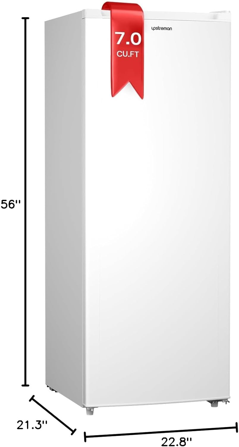 Upstreman 7.0 Cu.Ft Upright Freezer, Large Capacity Stand Up Freezer with 5 Adjustable Shelves