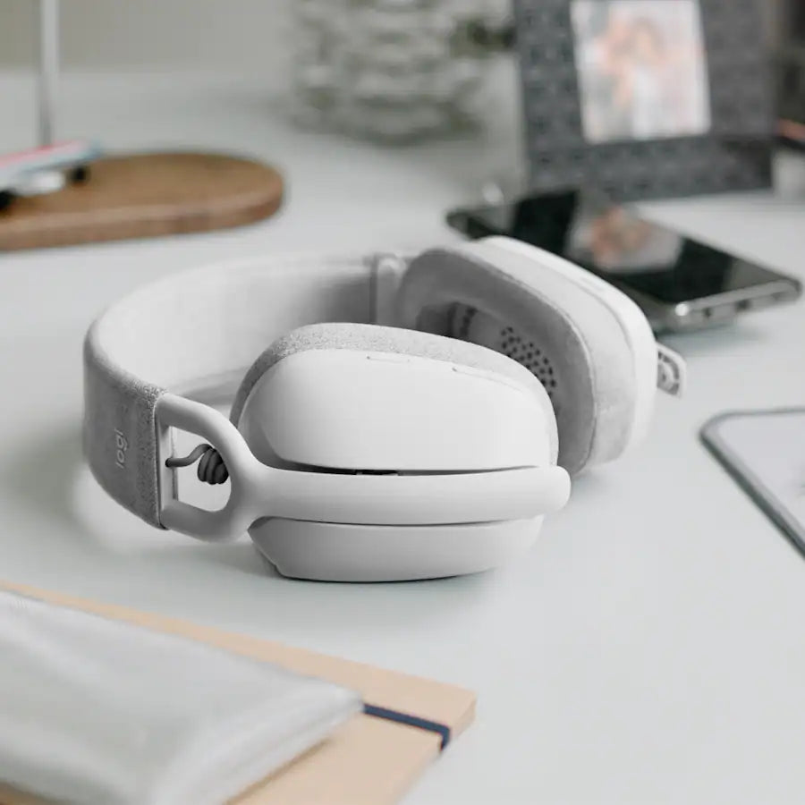 Logitech - Zone Vibe 100 Bluetooth Over Ear Headphones with Noise-Cancelling Microphone - Off-White