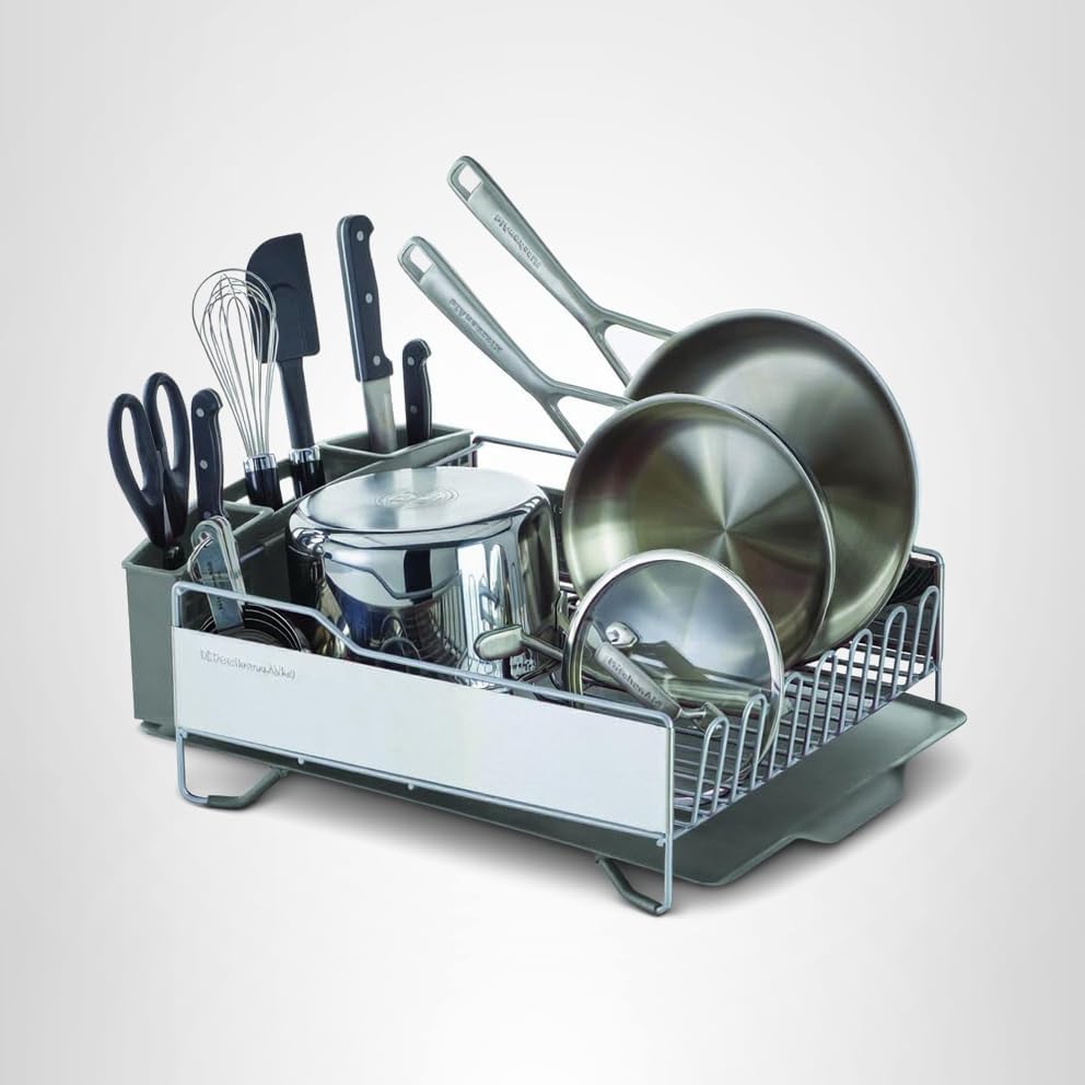 KitchenAid Large Capacity Full Size Rust Resistant Dish Rack with Angled Drain Board