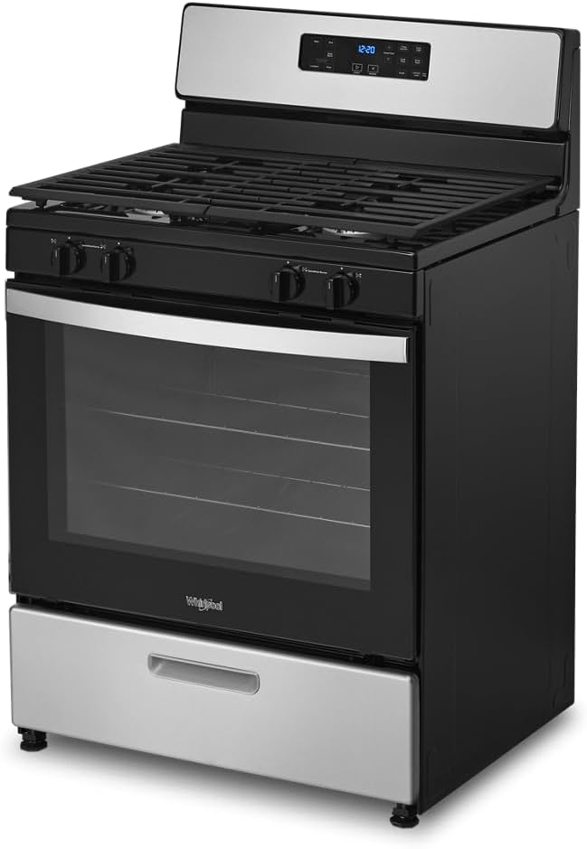 Whirlpool WFG320M0MS 30 Inch Freestanding Gas Range with 4 Sealed Burners, 5.1 cu. ft.