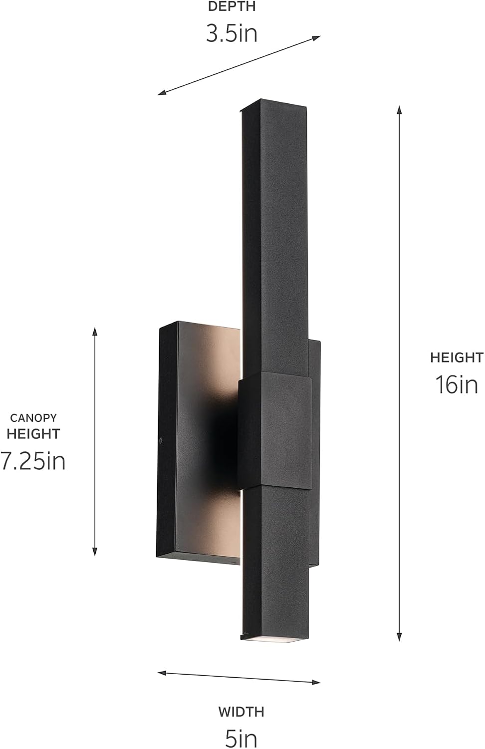 Kichler Nocar LED Textured Black Modern Garage or Patio Outdoor Wall Light for Outdoor Walls,