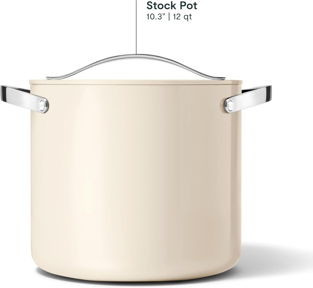 Caraway Stock Pot - 12 Qt Ceramic Coated With Lid