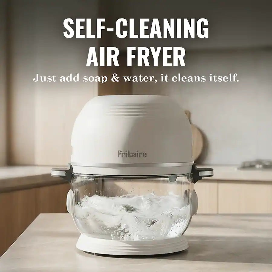 Fritaire - Non-Toxic Air Fryer - Glass Air Fryer, 5qt, Teflon-Free, PFOA- Free, w/ Accessories - Rotisserie and Tumbling Basket - Sage Green