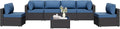 7 Pieces Outdoor Patio Sectional Sofa Couch, Wicker Furniture Patio Conversation Sets with Washable Cushions & Coffee Table for Garden, Poolside, Backyard