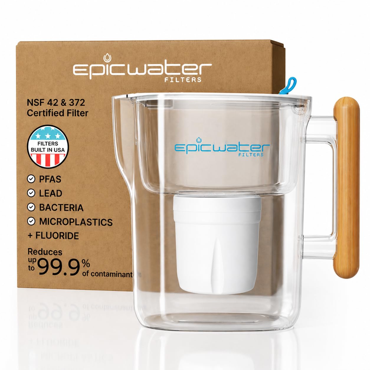 Epic Pure XP Water Filter Pitcher with Advanced CoreXchange™ Filter | NSF Certified |