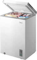 Midea MERC04C4BAWW Chest Freezer, 3.5 Cubic Feet Freezer With Removable Basket