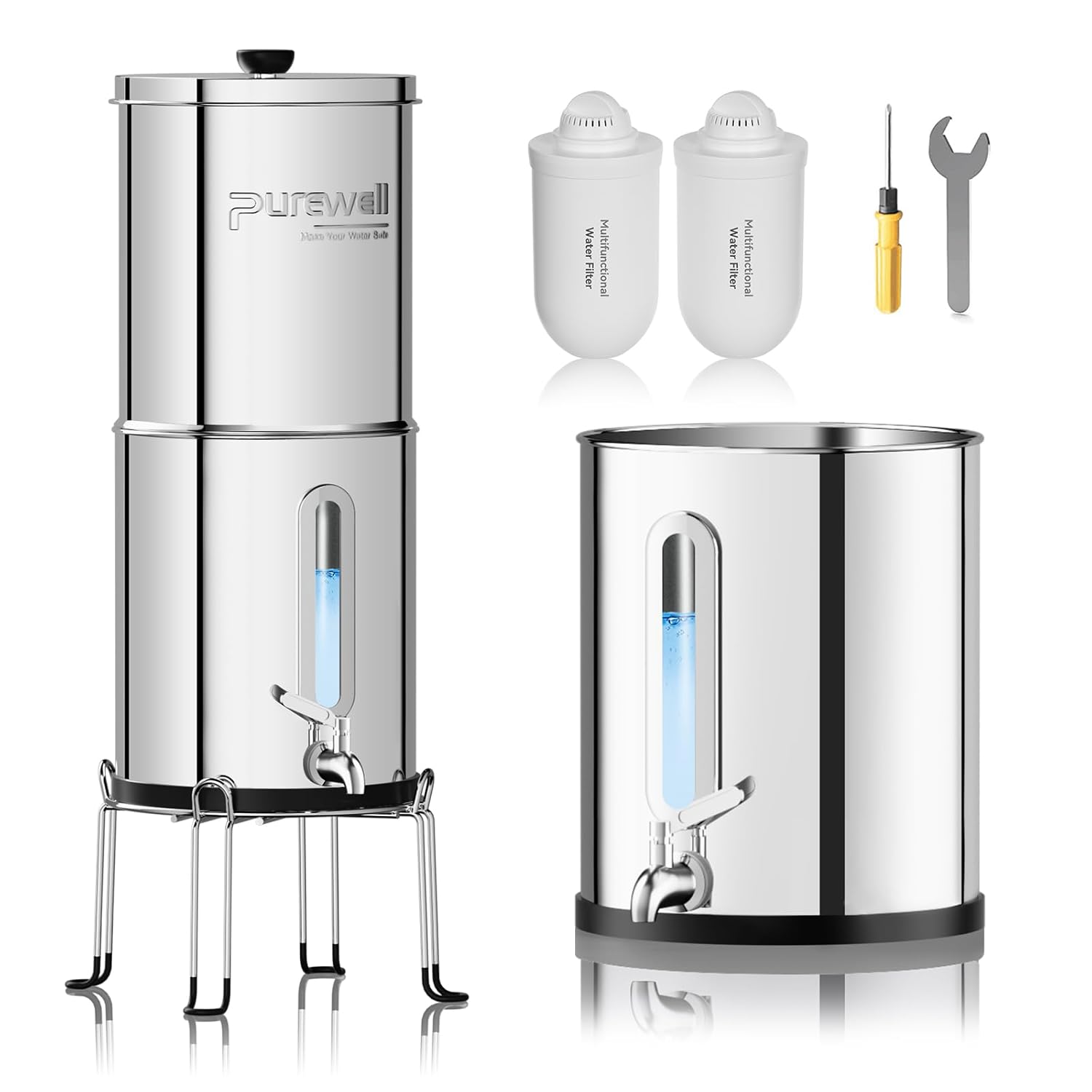 Purewell Upgraded 6-Stage 0.01μm Ultra-Filtration Gravity Water Filter System