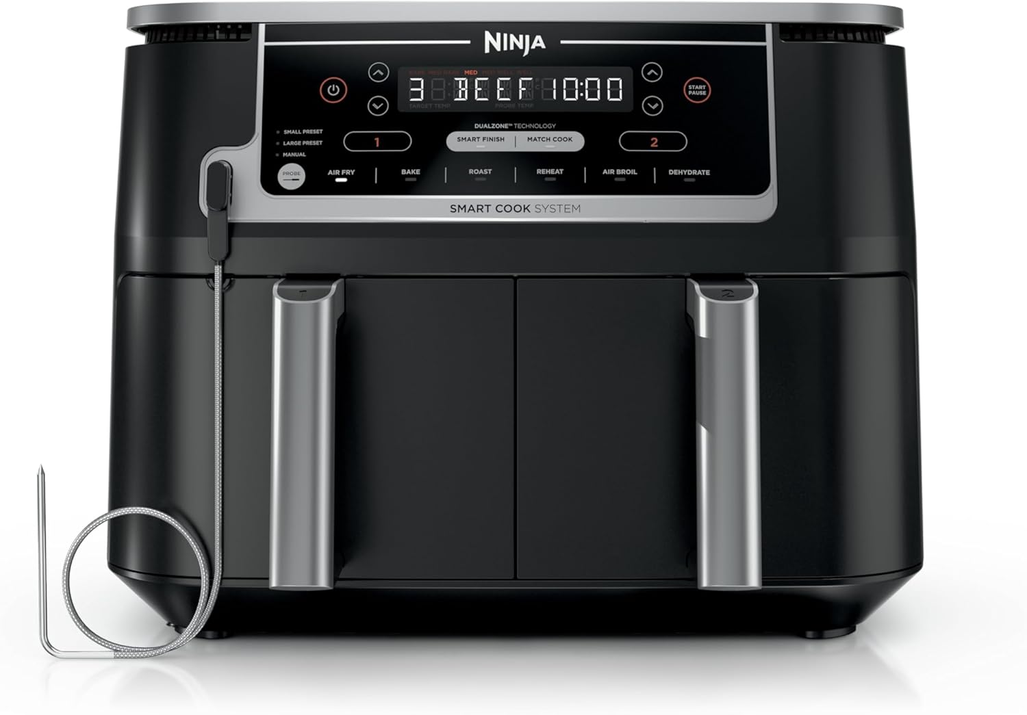 Ninja Foodi Air Fryer w/ Smart Cook Thermometer | 6-in-1 Air Fry, Roast