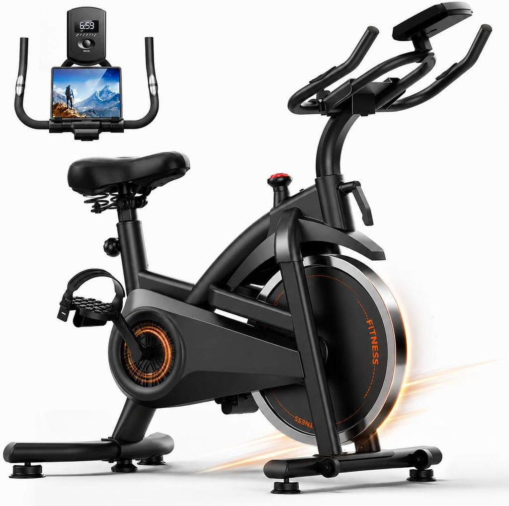 CURSOR FITNESS Exercise Bike, Brake Pad Stationary Bike for Home with Exclusive App