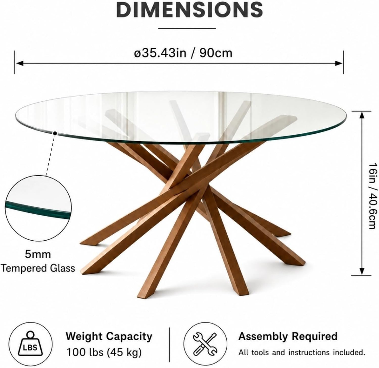 Round Glass Coffee Table-Mid Century Modern Circle Coffee Table