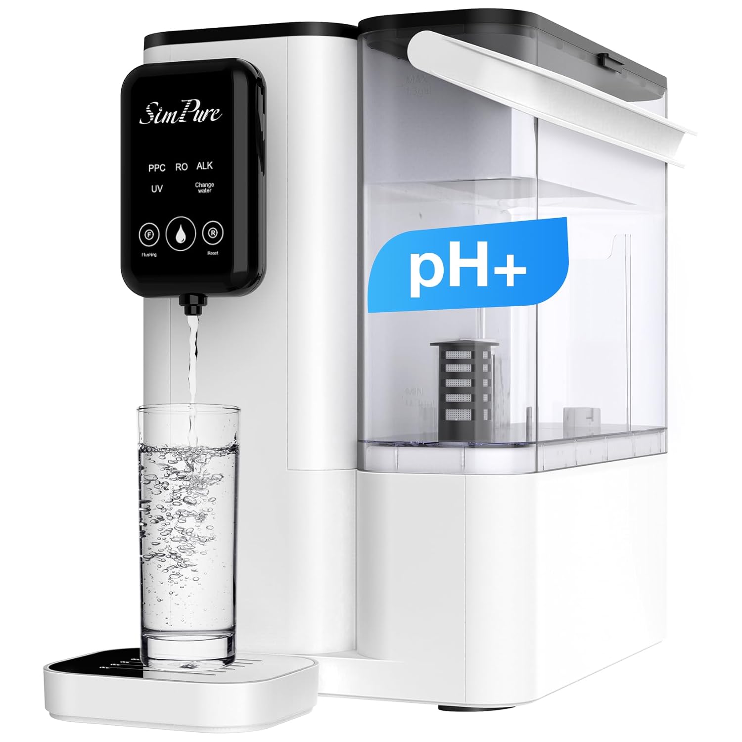 SimPure Y9A UV Countertop Reverse Osmosis Water Filter, Alkaline Remineralization 300 GPD 6 Stage Purification