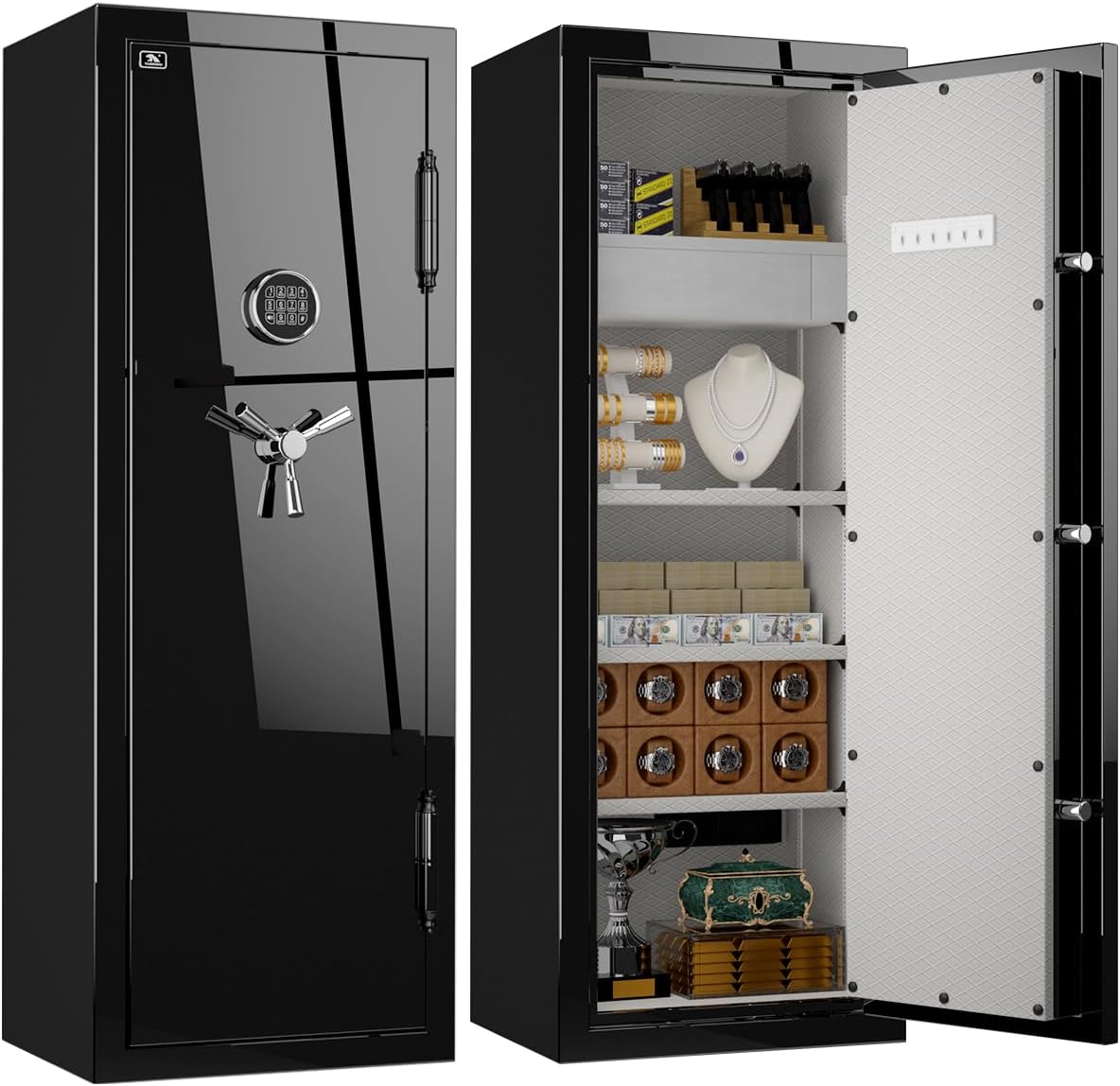 TIGERKING Large Fireproof Safe with Digital Lock,13.12 Cu Ft | Luxury Gloss Finish, 306 lb Heavy-Duty Steel Safe