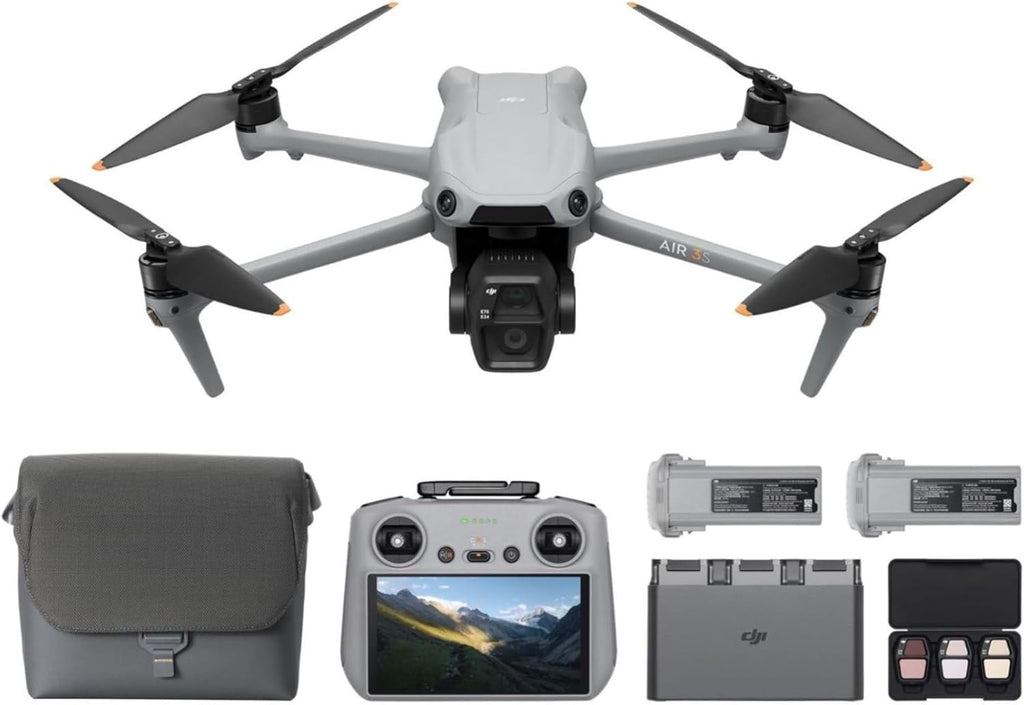 DJI Air 3S Fly More Combo (RC 2 Screen Remote Controller), Drone with 1" CMOS Wide-Angle & Medium Tele Camera for Adults, 4K/60fps