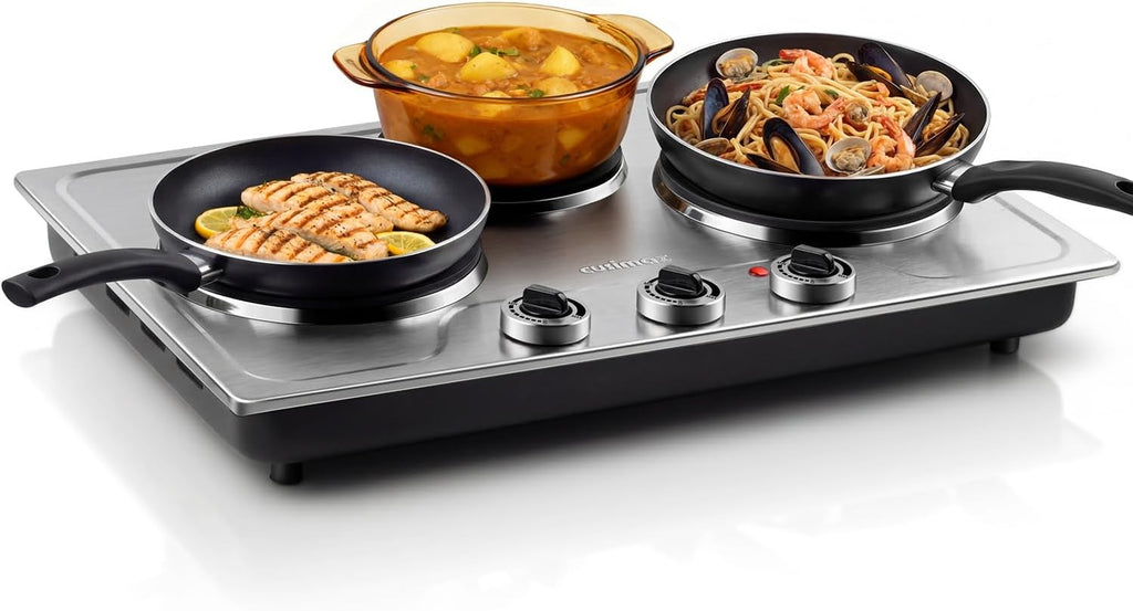 CUSIMAX Electric Hot Plate for Cooking,1800W Triple Burner Portable Electric Stove