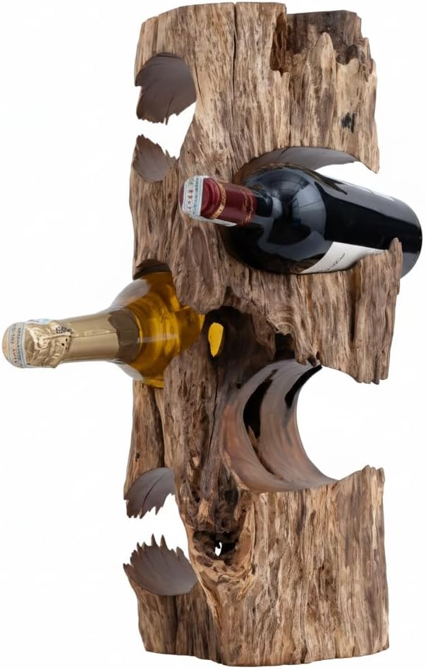 Solid Natural Vitex Pubescens Vahl Wood Wine Rack with Anti-Slip Pads