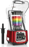 Commercial Blender, 2200W Countertop Blenders with Removable Shield, Quiet Smoothie Blender for Shakes and Ice Crushing