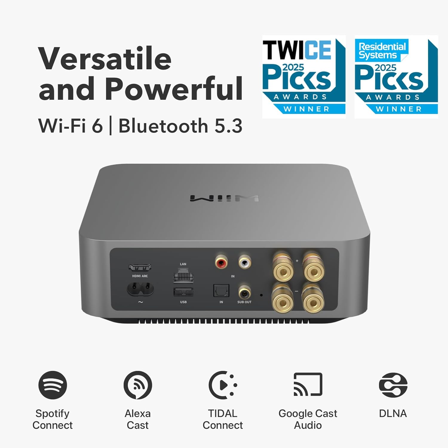WiiM Amp Pro: Multiroom Streaming Amplifier | Compatible with Google Cast, Alexa | HDMI