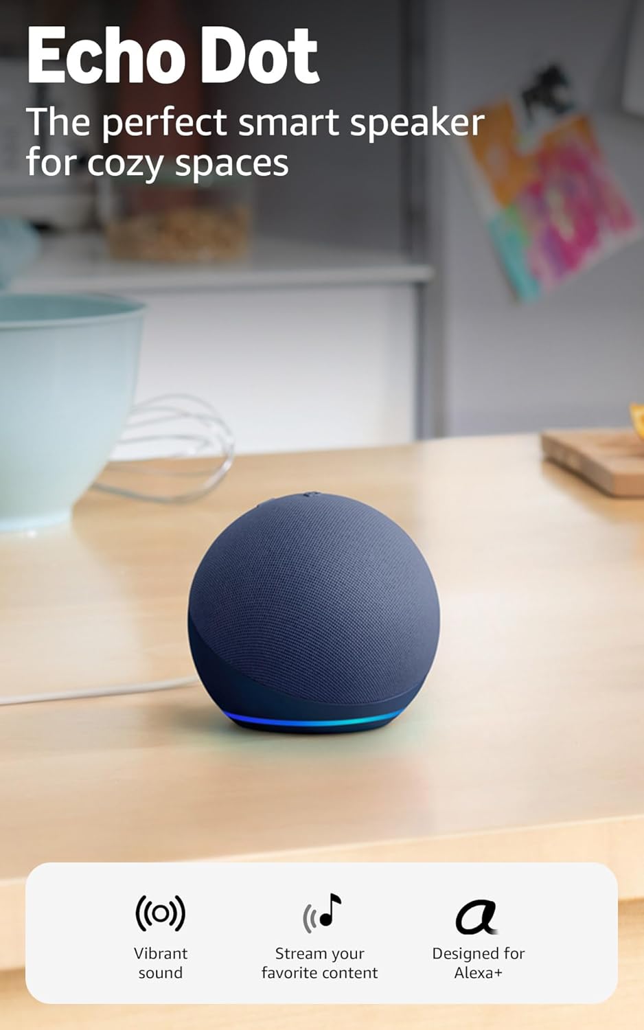 Amazon Echo Dot (newest model) - Vibrant sounding speaker, Designed for Alexa+