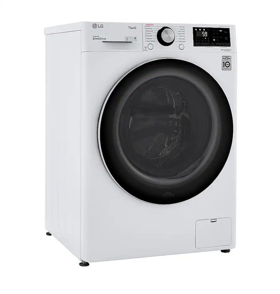LG - 2.4 Cu. Ft. High-Efficiency Smart Front Load Washer and Electric Dryer Combo with Steam and Sensor Dry - White