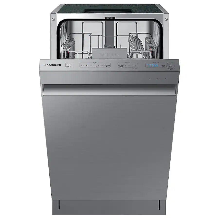 Samsung - 18" Compact Top Control Built-in Stainless Steel Tub Dishwasher with AutoRelease Door Dry, 46 dBA - Stainless Stee