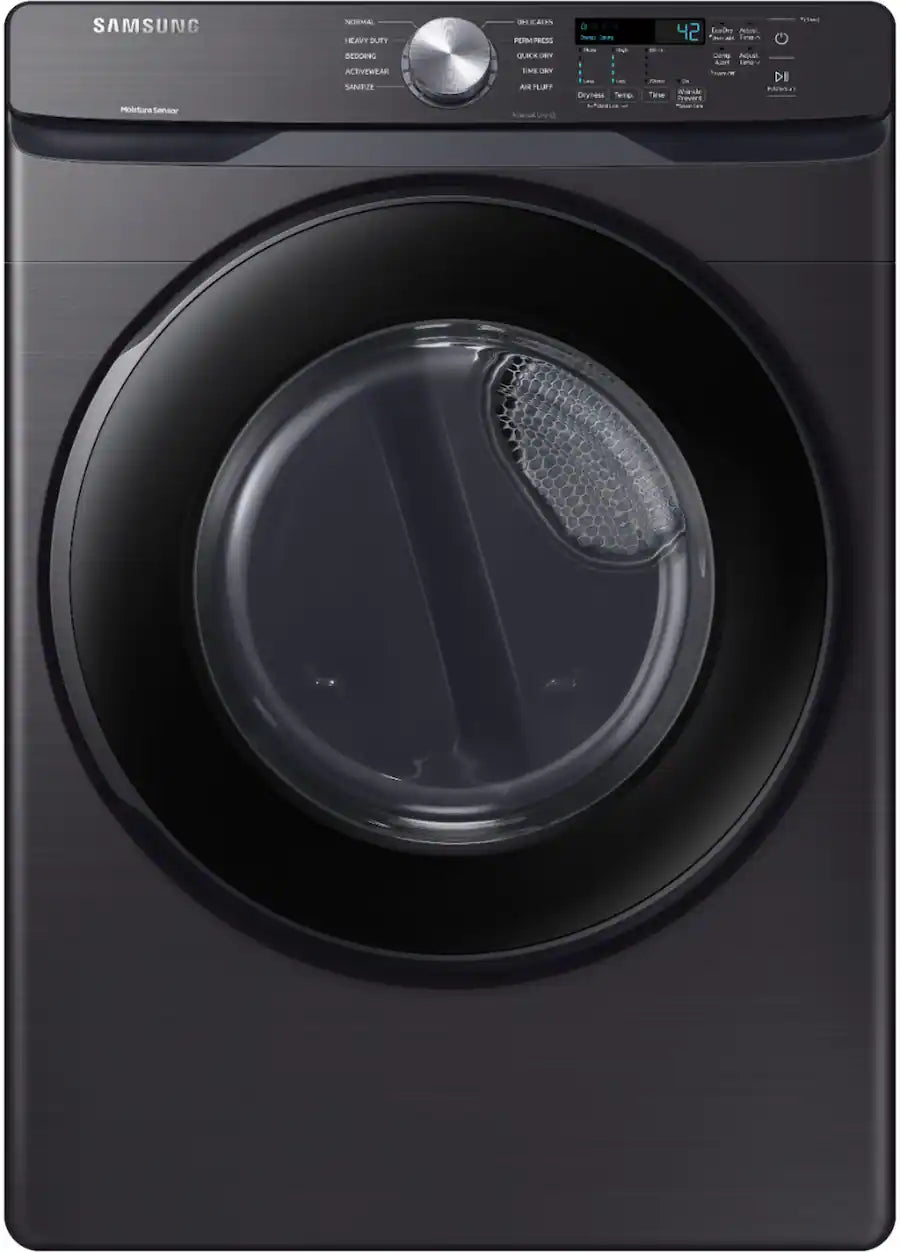 Samsung - 7.5 Cu. Ft. Stackable Electric Dryer with Sensor Dry - Black Stainless Steel