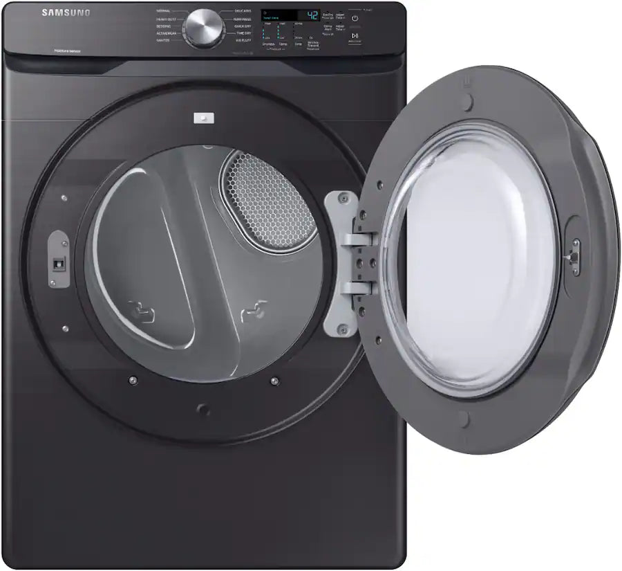 Samsung - 7.5 Cu. Ft. Stackable Electric Dryer with Sensor Dry - Black Stainless Steel