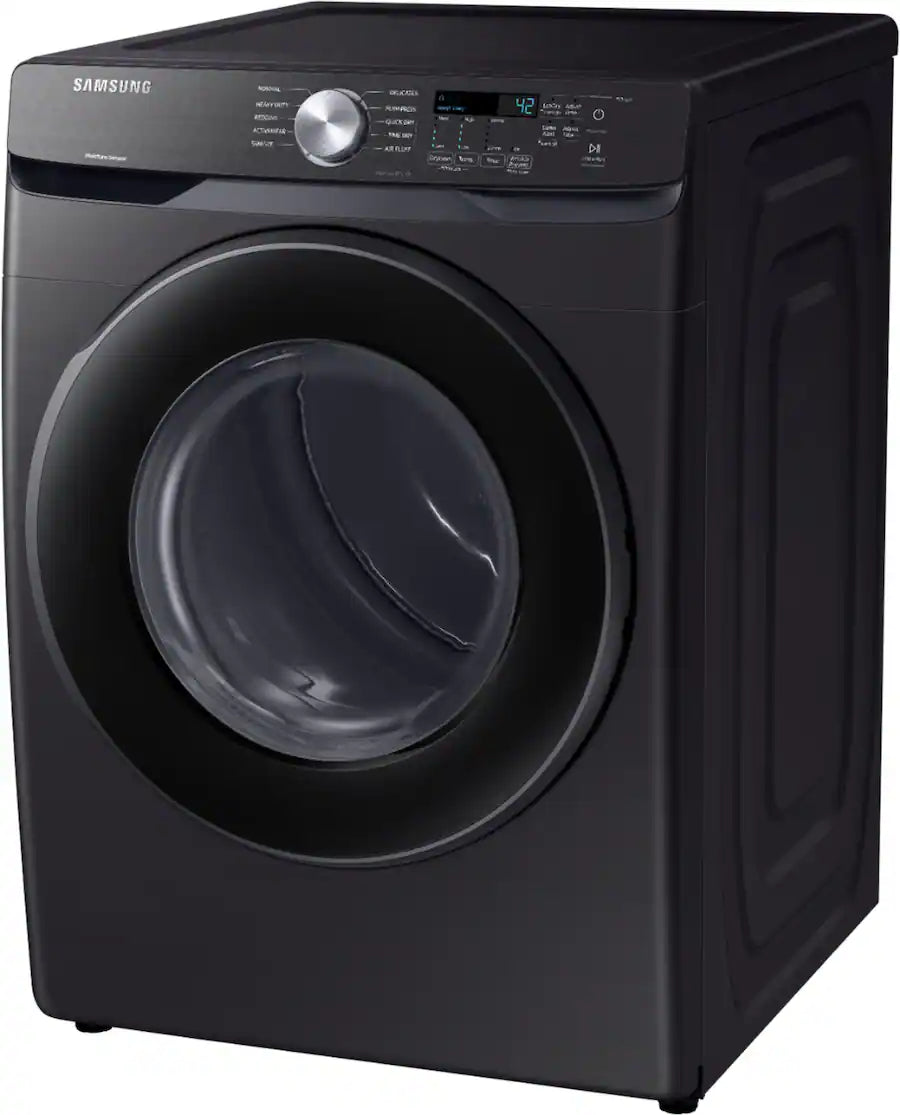 Samsung - 7.5 Cu. Ft. Stackable Electric Dryer with Sensor Dry - Black Stainless Steel