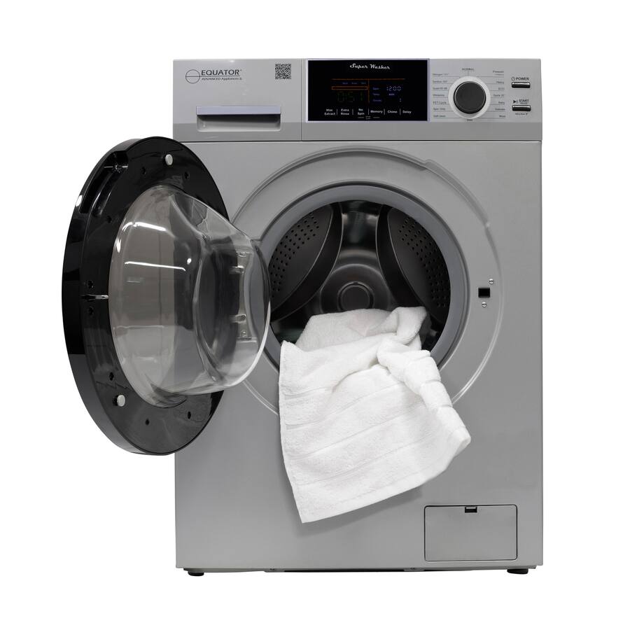 Equator - EW 826 Compact Front Load Washer 1.62 Cu. Ft. 15 lbs Sanitize Allergen Pet Cycle 15 Programs 110V - Silver