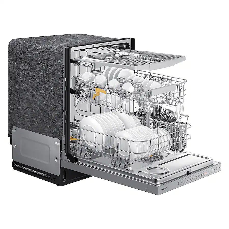 Samsung - 24" Bespoke AutoRelease Dry Smart Built-In Stainless Steel Tub Dishwasher with 3rd Rack, StormWash+, 42 dBA - White Glass