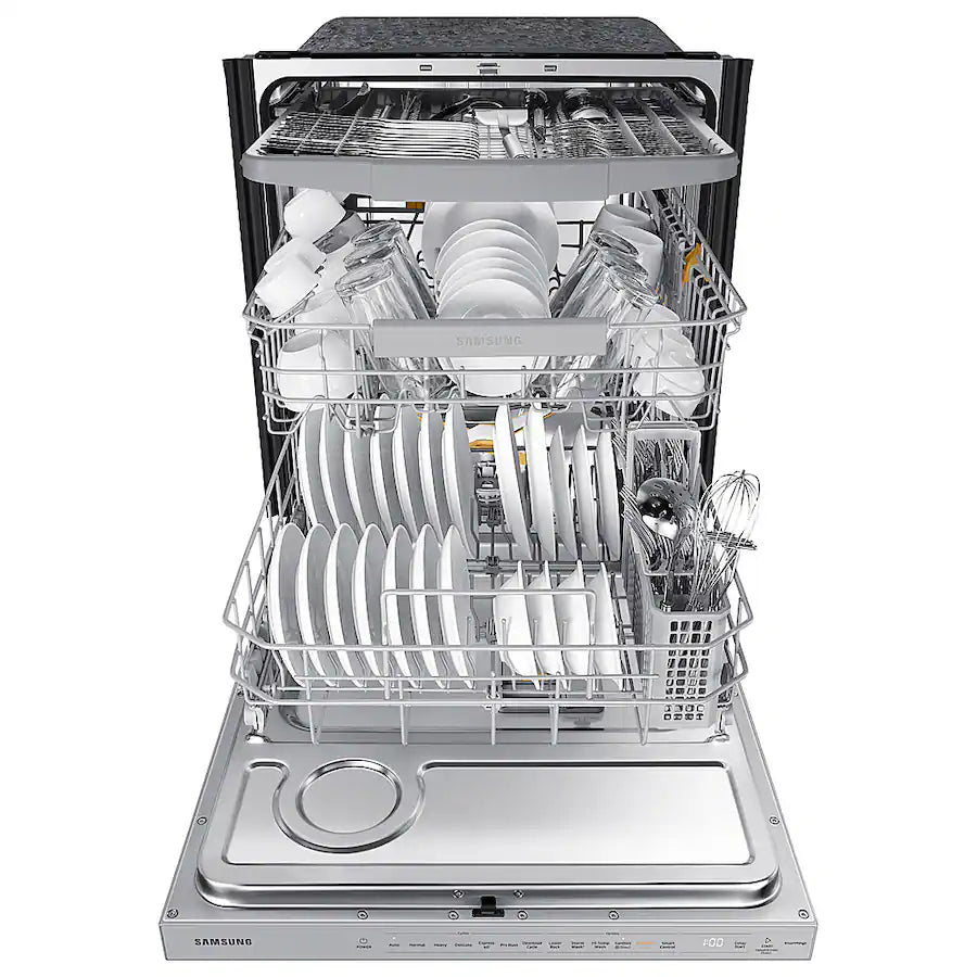 Samsung - 24" Bespoke AutoRelease Dry Smart Built-In Stainless Steel Tub Dishwasher with 3rd Rack, StormWash+, 42 dBA - White Glass