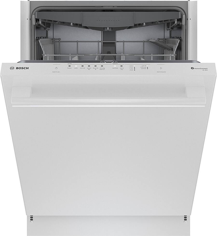 Bosch - 100 Series Premium 24" Top Control Smart Built-In Hybrid Stainless Steel Tub Dishwasher with 3rd Rack, 46 dBA - White