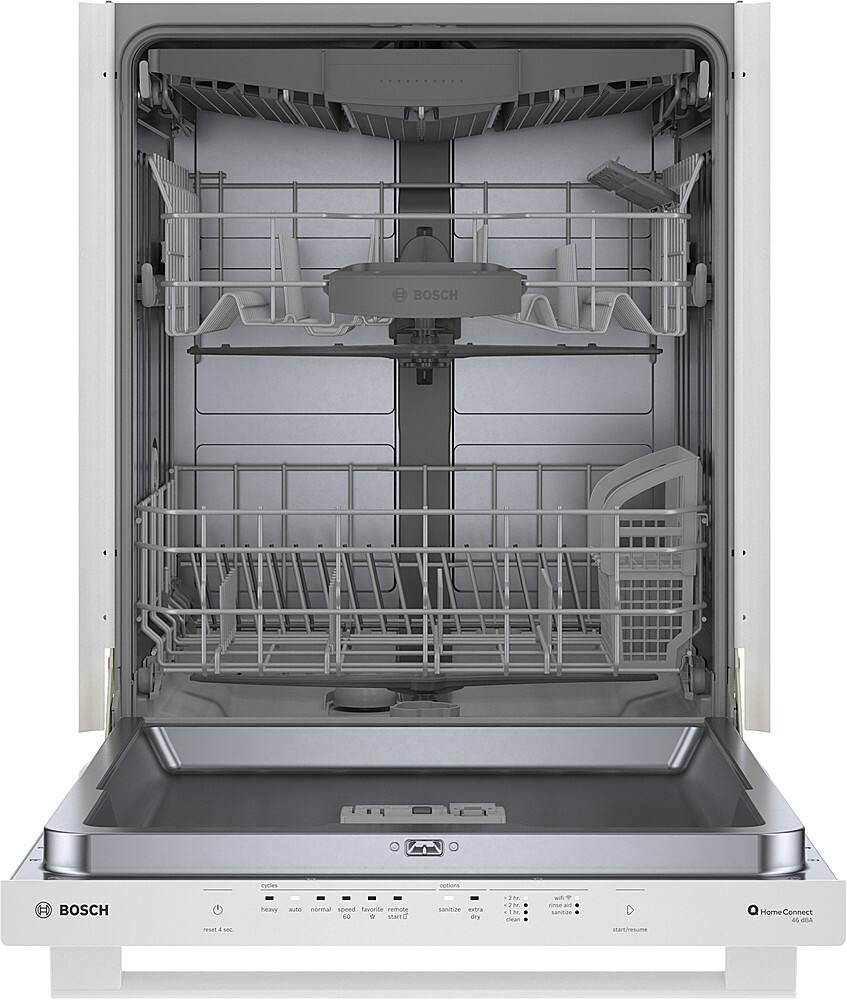 Bosch - 100 Series Premium 24" Top Control Smart Built-In Hybrid Stainless Steel Tub Dishwasher with 3rd Rack, 46 dBA - White
