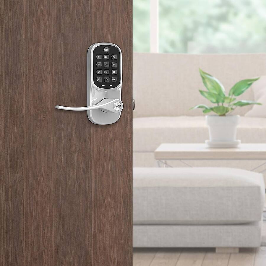 Yale - Assure Lock - Electronic Lever Lock with Keypad | Key Access - Satin Nickel